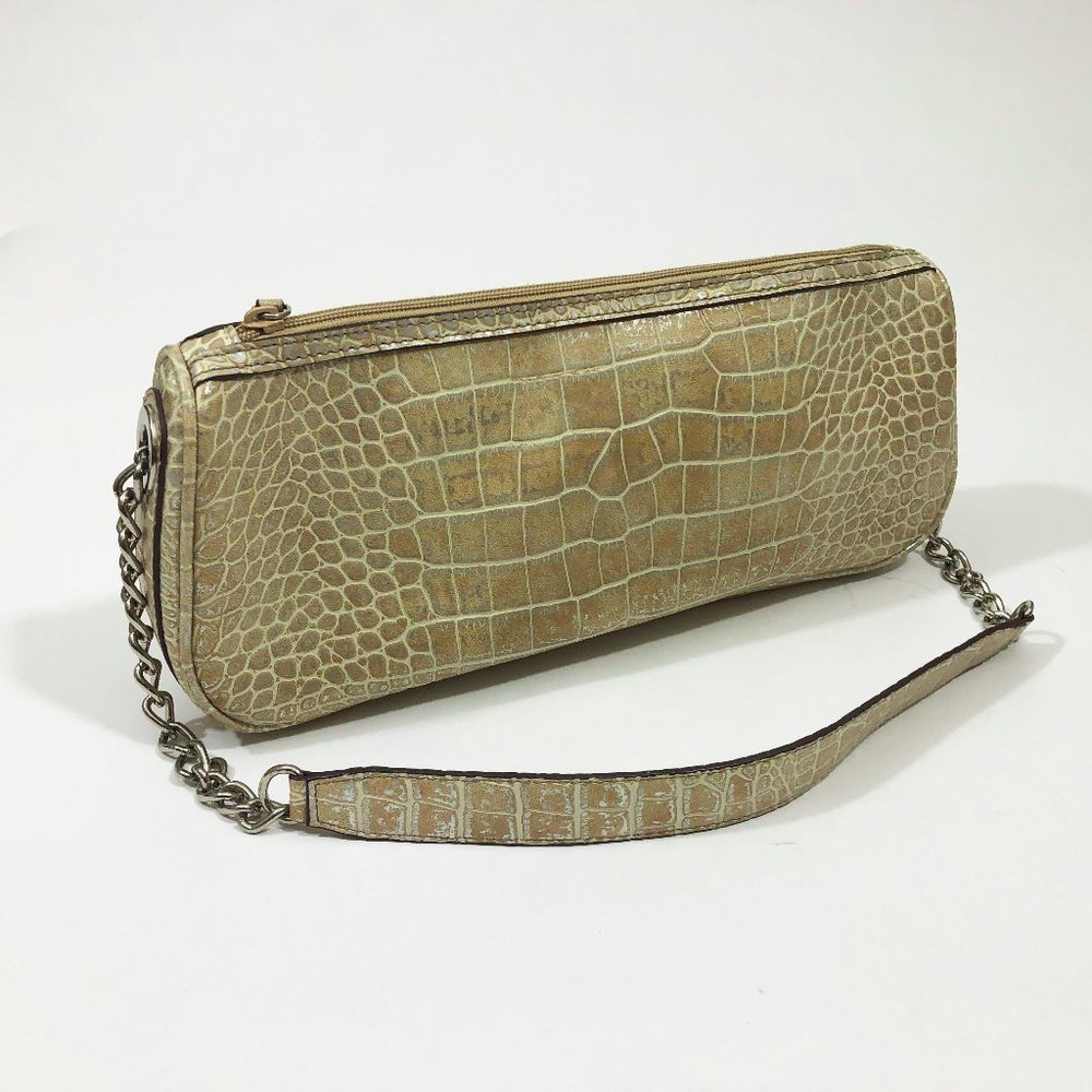 EUC Nine West Metallic Silver Gold Faux Reptile